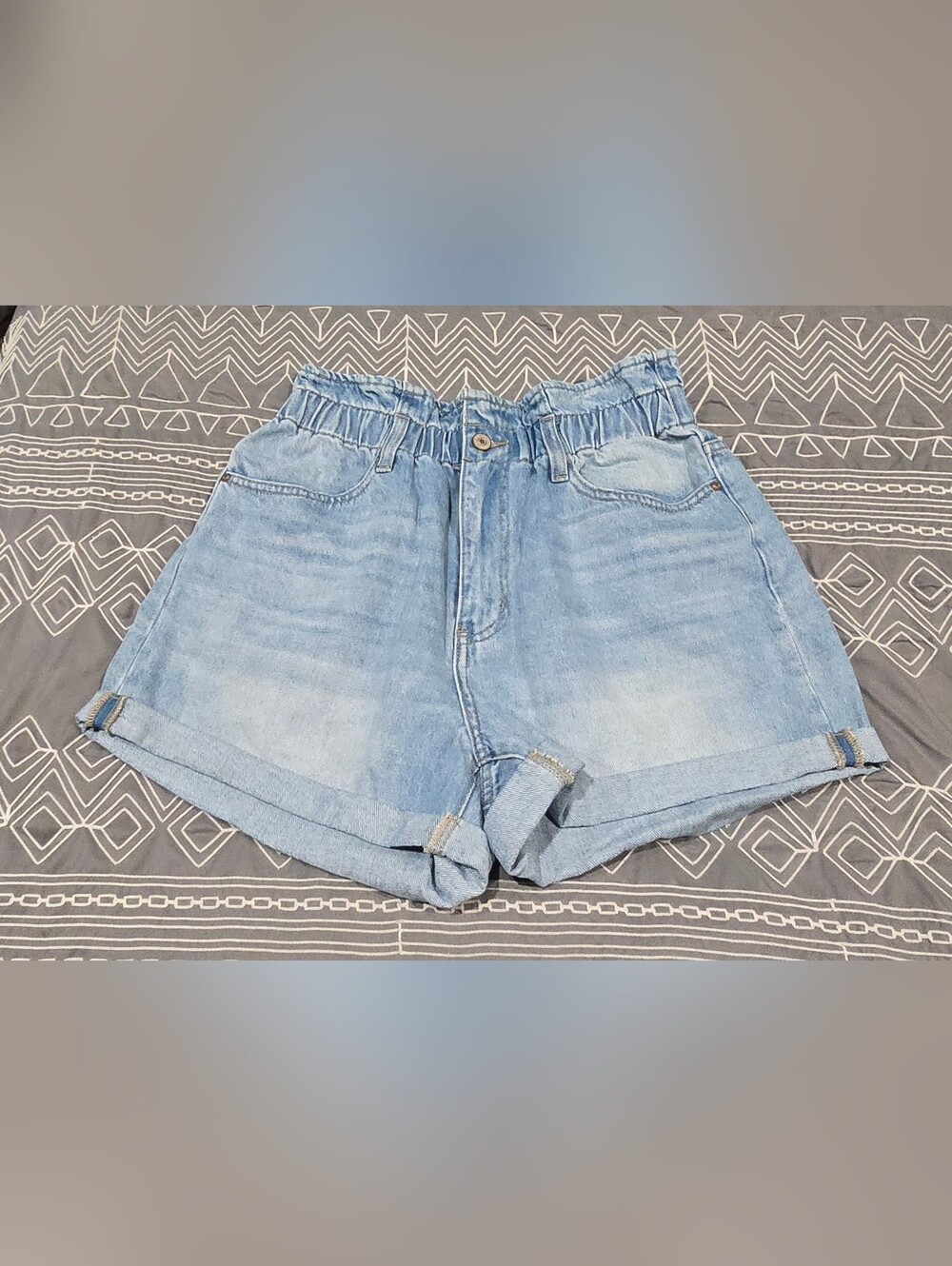 Kancan High Waisted Paperbag Style Denim Shorts Size XL